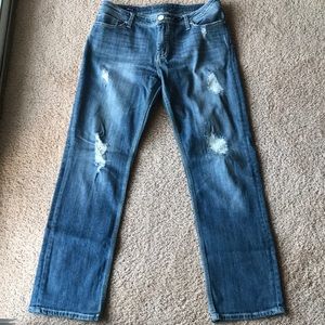 Medium dyed distressed jeans